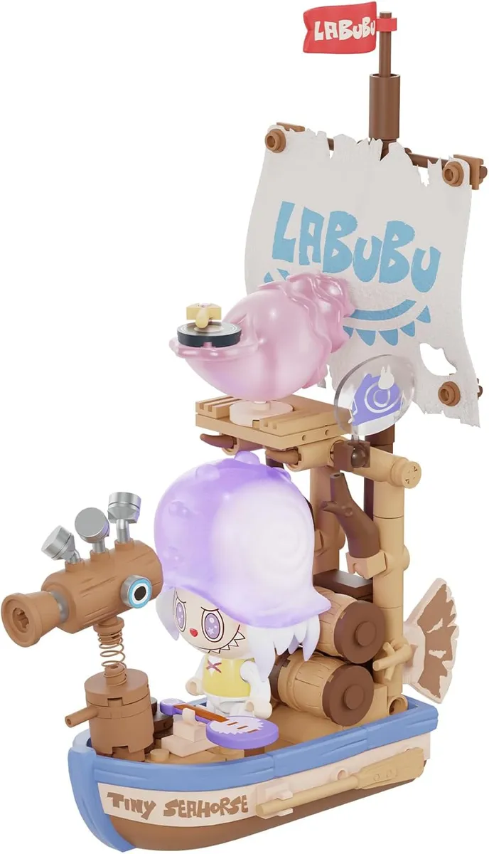 POP MART THE Monsters Chasing Mermaids Series Blocks-The Tiny Seahorse, Labubu Building Toy Set, Interactive Building Toy for Kids, Boys and Girls
