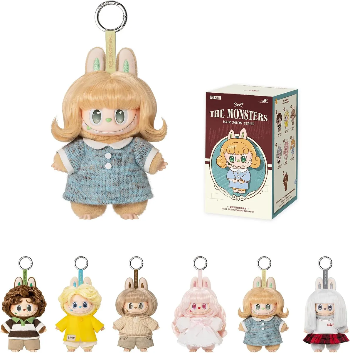POP MART THE Monsters Hair Salon Series - Vinyl Plush Blind Box, Single Box | Labubu Doll, Keychain Bag Charm, Accessories, Collectible Holiday Birthday Gift