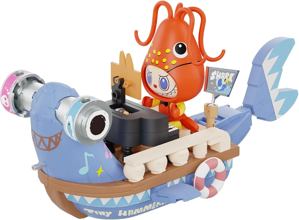 POP MART THE Monsters Chasing Mermaids Series Blocks-The Tiny Hammerhead, Labubu Building Toy Set, Interactive Building Toy for Kids, Boys and Girls