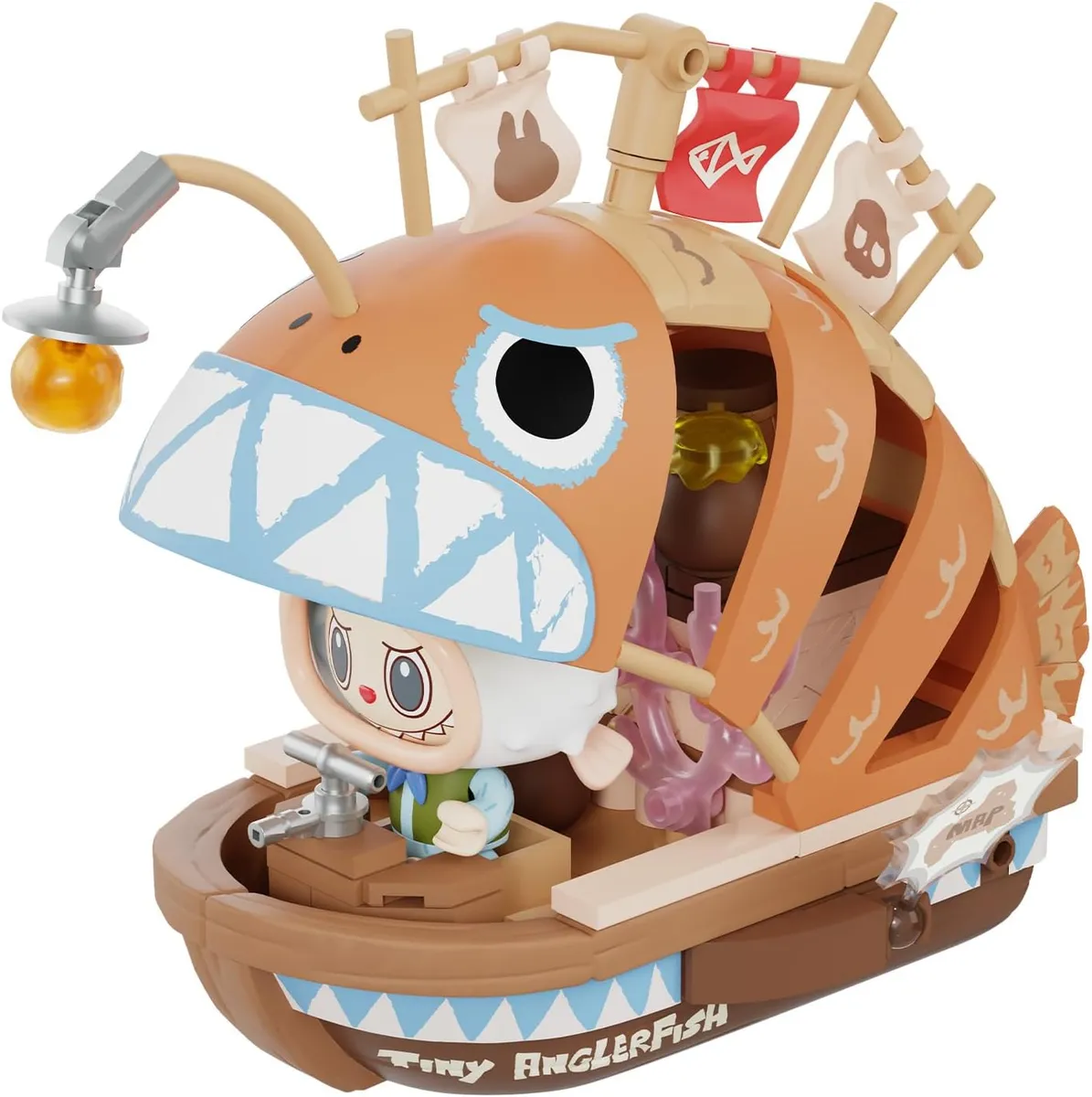 POP MART THE Monsters Chasing Mermaids Series Blocks-The Tiny Anglerfish, Labubu Building Toy Set, Interactive Building Toy for Kids, Boys and Girls