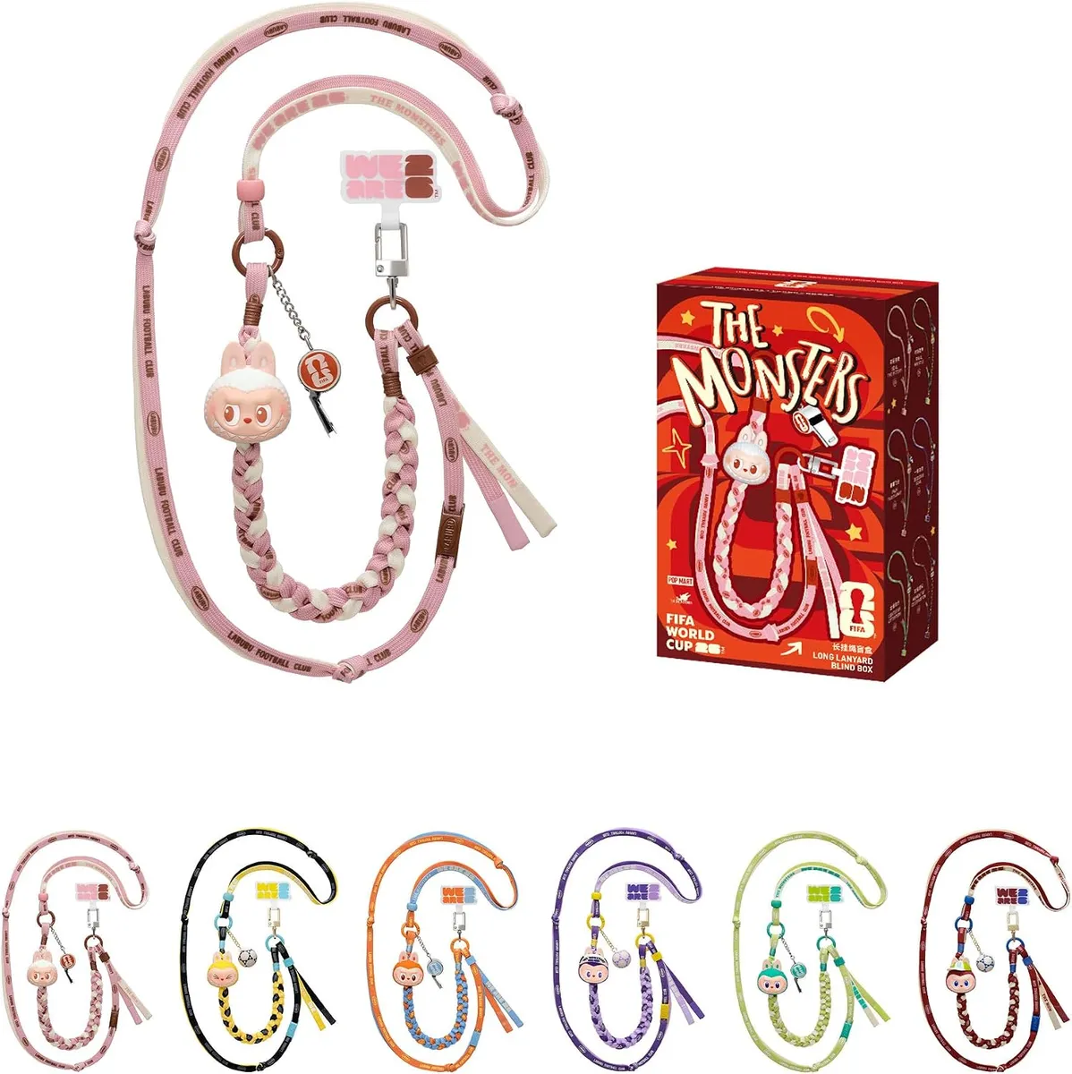 POP MART THE MONSTERS × FIFA SERIES-Long Lanyard Blind Box, LABUBU FIFA World Cup 2026 Merchandise, Phone Charms, Cute Lanyard for Soccer Field, Single Box