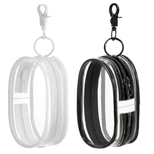 YOQIVEXU 2 PCS Clear Figure Display Bag, Portable Small Doll Storage Bag with Keychain Hanging Blind Box Organizer Zipper Closure, Dustproof Collectibles Display Case for Showing Off Blind Boxes