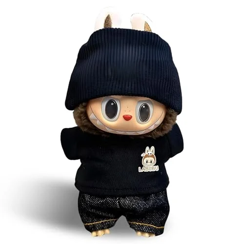 Labubu Clothes for Doll (No Doll)-Handcrafted 2-Piece Labubu Outfit and Accessories for 6.7 Inches (17 cm) Doll,Cute Clothes for Labubu Dress up Unique Style (Style C)