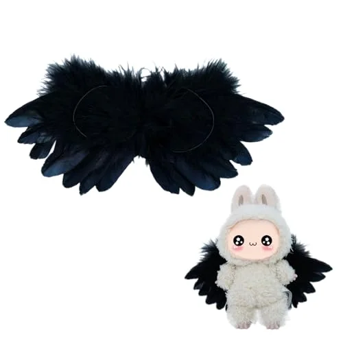 Labubu Wings of Whimsy 17cm Labubu Clothes Set, Labubu Accessories Suit, Cute Clothes for Labubu Dress up Unique Style (Black)