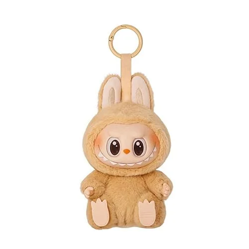 Labubu Keychain – Cute Plush Pendant for Bags, Keys & Backpacks – Soft Toy Keyring, Modern Home Decor Gift in Pink & Brown (F)