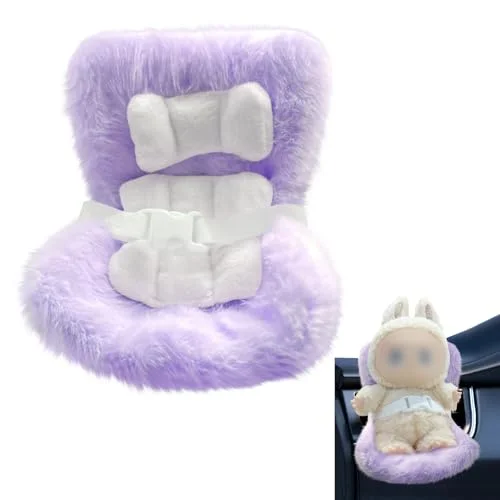 Siège Auto Labubu pour Poupées Accessoires avec Coussin Doux et Moelleux, Clip de Ventilation et Support de Bureau, Ornement de Voiture Mignon et Fonctionnel pour les Fans de Labubu et les Collectionneurs de Poupées