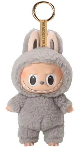 GOAZCD Labubus Plush Keychain - Adorable Collectible Pendant for Bags Keys Modern Home Decoration Stress-Relieving Accessory (V1-sesame Bean)