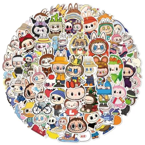 100 pcs Cartoon Stickers for Labubu, Cool Stickers for Labubu Waterproof Vinyl Decal for Teen Water Bottler Sticker Adult Girl Laptop Skateboard Phone Guitar Travel Case Bike
