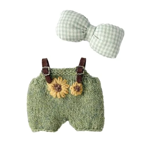 Doll Clothes for Labubu – Handmade Labubu Clothes Outfit 17cm Labubu Dolls bow Accessories Set No Doll (sunflower)