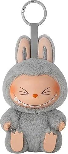 Eliaukbaby Labubu plush keychain, Cute collection pendant,Lady/Kids Soft Fur Keychains, Cute Animal Keyring Gifts, suitable for backpacks, keys, and messenger bags(grey)