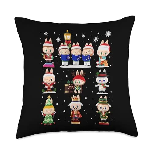 Happy Xmas Labubu Lover Cute Labubu The Monsters Christmas Throw Pillow
