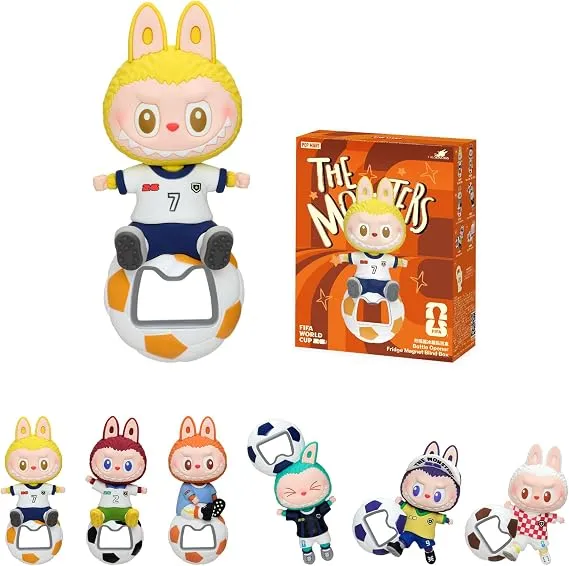 POP MART THE MONSTERS × FIFA SERIES - Bottle Opener Fridge Magnet Blind Box, Cute LABUBU Home Decor, FIFA World Cup 2026 Merchandise, Gift for Housewarming Party Soccer Fans, Single Box