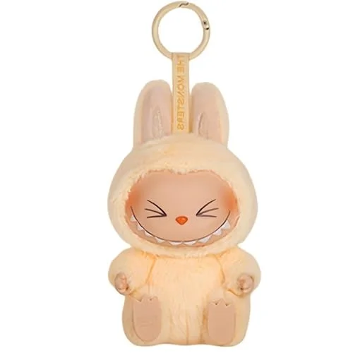 podafu 𝐋𝐚𝐛𝐮𝐛𝐮 Keychain, Charming Plush Doll Pendant Hanging Keyring Card Gift for Woman/Man Decor Bag Key Ring (Gen2 Yellow)