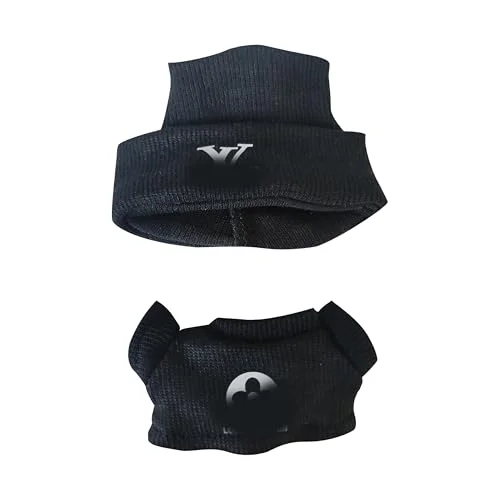 Labubu Clothes for 17cm Doll, Letter Print Hat & Top Set - Black & White Casual Outfit for Labubu Dolls (No Doll) (Black)