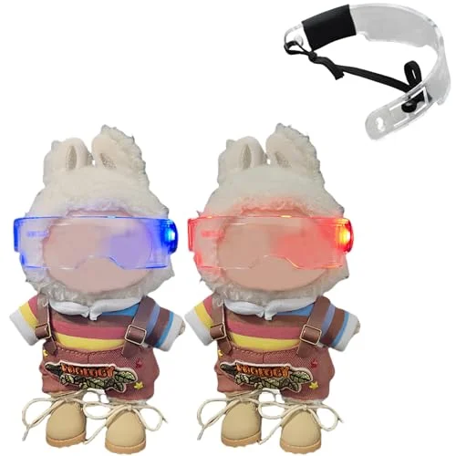 Mrwtesio Lububu Dolls Glasses - Led Glasses for First and Second Generation Labubu, Light Up 3 Colors and 5 Modes, Suitable for Various Doll Dress Up Accessories