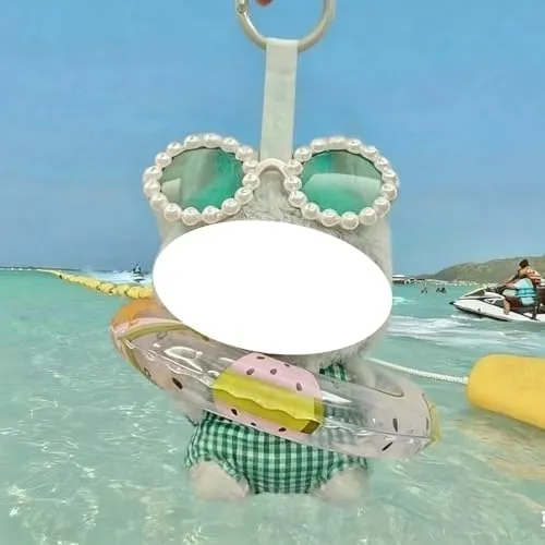 17cm/15cm Stylish Summer Beach Clothes Set Suitable for Labubu – Fashion Outfit(Doll Not Included) (Green Swimsuit+Swim Ring+Necklace+Glasses) - Image 5