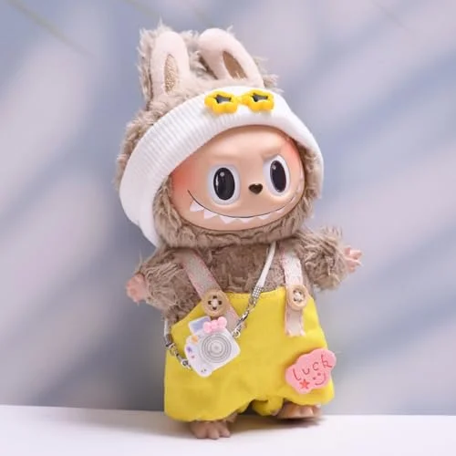 Labubu Clothes for Doll - Handcrafted Crochet 5-Piece Set for 17cm Doll,Premium Labubu Outfit with Accessories, Stylish Labubu Clothes for Doll (Style Four)