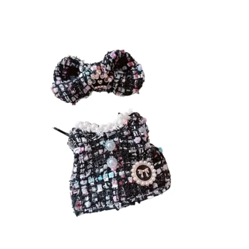 Ropa para Muñeca de 17 cm Adecuada para Muñecas Labubu de 17 cm Accesorios sin Muñeca Ropa de Muñeca (Negro 1 vestido+1 horquilla)