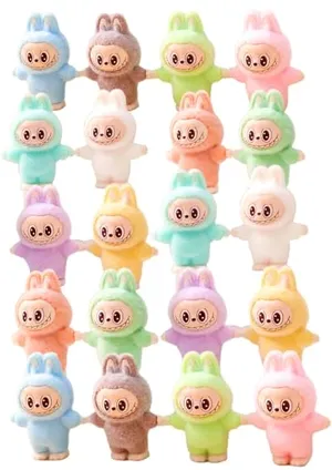 Itonfornia Labubu Mini Plush Desktop Ornaments 20PCs, Small Cute Cartoon Rabbit Office Desk Decoration DIY Accessories