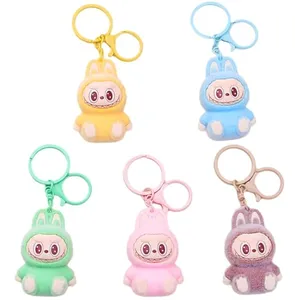 Itonfornia Labubu Mini Plush Keychain, Cute Rabbit Hanging Ornament, Small Figure Decortion for Car Home Office Desktop (5, Multicolor)