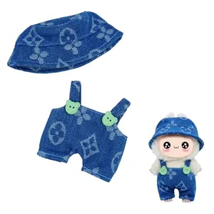 Labubu Denim Jumpsuit & Cowboy Hat Set,Costume for Labubu Plush Labubu Clothes Premium Labubu Outfit with Accessories, Stylish Labubu Clothes for Doll Labubu Designer Clothes