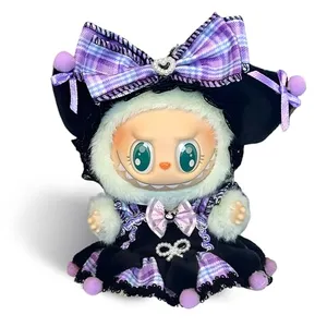 Labubu Clothes for Doll(NO Doll) - Handcrafted Candy Color Suspender Skirt Set for 17cm Labubu Dolls,3 Set Dolls Accessories,Labubu shoes Adorable Labubu Accessories for Play & Display (Style-B)