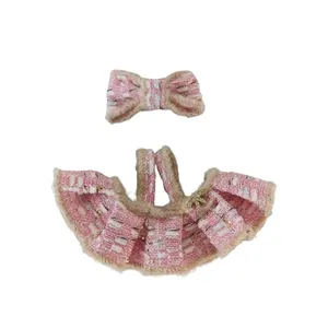 Labubu Clothes for Doll - Elegant Outfit with Headwear & Dress for 17cm/6.69in Labubu Dolls (No Doll) (Pink)