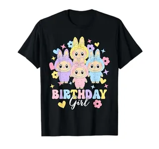 Happy Birthday Shirt Girls Kids Teens Labubu Bday Decortion T-Shirt