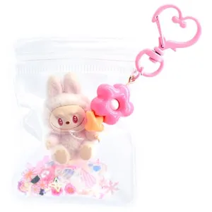 BTKH286 MiniLabubu Plush Keychain - Adorable Collectible Pendant for Bags & Keys And Phone, Modern Home Decoration (Pink)