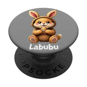 Labubu Cute Funny Monsters Brown Labubu PopSockets Adhesive PopGrip
