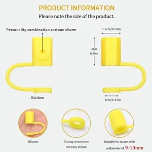 Cartoon Labubu Straw Cover Cap 10MM Drink Straw Plug Reusable Splash Proof Drinking Cup Accessories Home Party Gift Cute Adorable 1 piece pink standing