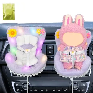 Car Air Freshener Vent Clip with Light Used for Labubu Car Seat,Have A Seat Compatible with Labubu Accessories (USB Type-Purple)