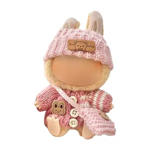 La-bu-bu Clothes for Doll (NO Doll) - Handcrafted Crochet 3-Piece Set for 17cm Doll, Premium La-bu-bu Outfit with Accessories, Stylish La-bu-bu Clothes for Doll