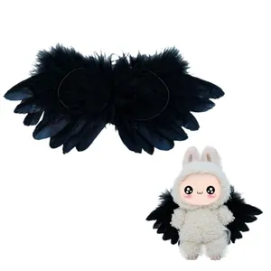 Labubu Wings of Whimsy 17cm Labubu Clothes Set, Labubu Accessories Suit, Cute Clothes for Labubu Dress up Unique Style (Black)