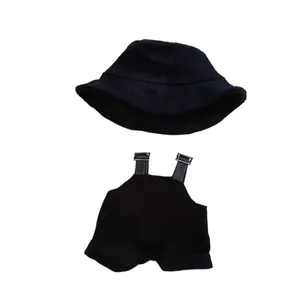 Labubu Clothes Set for Doll, Hat and Overalls Outfit Set for 17cm Labubu Accessories, Cute Stylish Clothing Suit for Doll Dress up (Black)