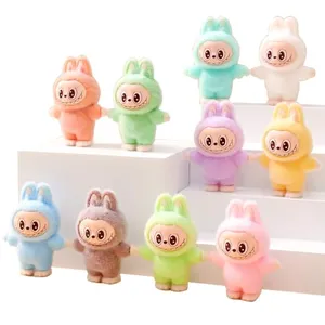 Itonfornia Labubu Mini Plush Desktop Ornaments 10PCs, Small Cute Cartoon Rabbit Office Desk Decoration DIY Accessories