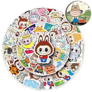 50pcs Labubu Cartoon Stickers for Water Bottle, Cool Terror Labubu Waterproof Vinyl Decal for Kids Adult Girl Laptop Skateboard Phone Guitar Travel Case Bike