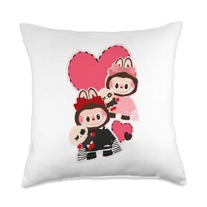 Funny Valentine Labubu Lover Cute Labubu Valentine's Day Throw Pillow