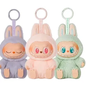 HQDZSZ Labubu Keychain - Cute Plush Collectible Pendant for Bags, Keys & Backpacks - Soft Toy Keyring, Modern Home Decor Gift (3, Purple+Pink+green)