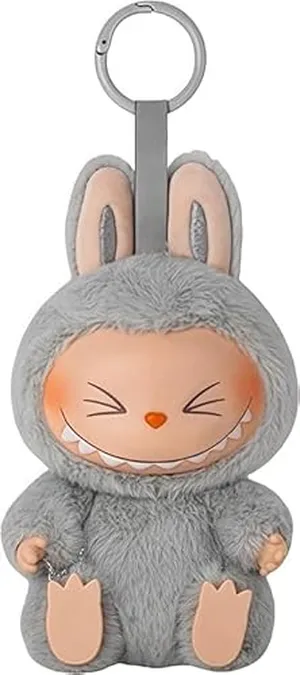 Eliaukbaby Labubu plush keychain, Cute collection pendant,Lady/Kids Soft Fur Keychains, Cute Animal Keyring Gifts, suitable for backpacks, keys, and messenger bags(grey)