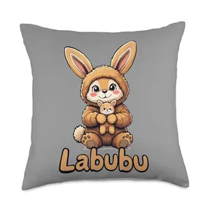 Labubu Adorable Bunny Companion Labubu Throw Pillow