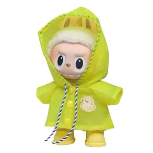 Raincoat for Labubu Dolls (Without Dolls) -Labubu Raincoat and Rain Boots, Accessories Made for 17cm Labubu Dolls, Suitable for Collectors and As Gifts. (Yellow)