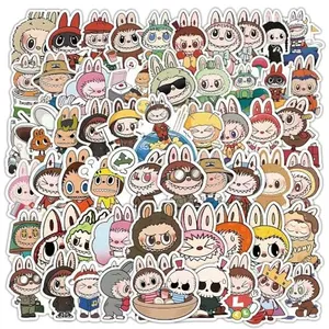 53pcs Labubu Cartoon Stickers for Teen Water Bottle, Cool Terror Labubu Waterproof Vinyl Decal for Kids Adult Girl Laptop Skateboard Phone Guitar Travel Case Bike