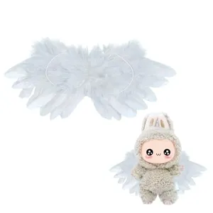 Labubu Wings of Whimsy 17cm Labubu Clothes Set, Labubu Accessories Suit, Cute Clothes for Labubu Dress up Unique Style (White)