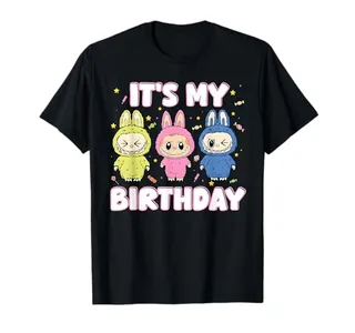 Kids Groovy It's My Birthday Girls Kids Teens Labubu Bday T-Shirt
