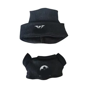 Labubu Clothes for 17cm Doll, Letter Print Hat & Top Set - Black & White Casual Outfit for Labubu Dolls (No Doll) (Black)