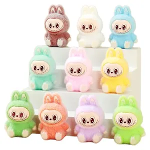 Itonfornia Mini Labubu Plush Desktop Ornament 10Pcs, Cartoon Rabbit Small Cute Decoration for Home Office Desk Figure Decor DIY Accessories
