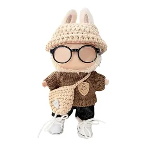 Clothes for La-bu-bu(NO Doll) - Handcrafted Crochet 3-Piece Set for 17cm Doll, La-bu-bu Clothes for Doll Premium La-bu-bu Outfit with Accessories, Stylish La-bu-bu Clothes for Doll
