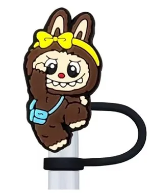 Cartoon Labubu Straw Cover Cap 10MM Drink Straw Plug Reusable Splash Proof Drinking Cup Accessories Home Party Gift Cute Adorable 1 piece HAPPY PURSE BOW MONSTER